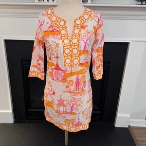 Gretchen Scott Printed Cotton Shift Dress | Pink & Orange Resort Tunic